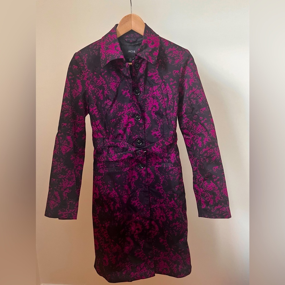 Retro Jacob jacket, mid-length, floral pattern, matching belt